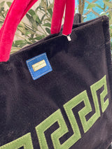 Atlanta Tote Handbag by Iosifina in Black/Pink and Green