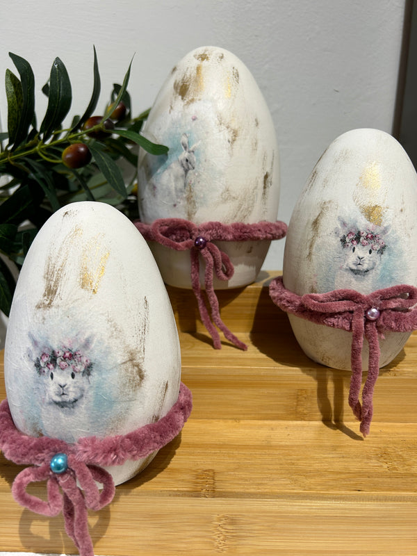 Handmade Ceramic Hand Painted Bunny Rabbit Greek Easter Egg