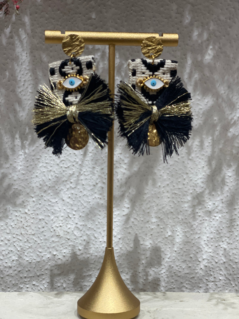 MYTHOS EARRINGS - Black White and Gold