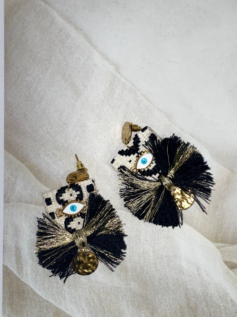 MYTHOS EARRINGS - Black White and Gold