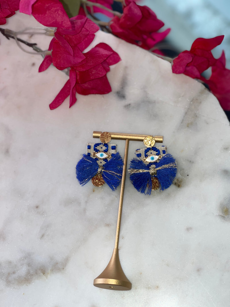 AGERI EARRINGS - Blue And White