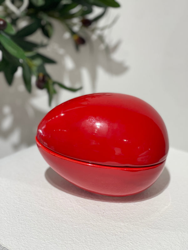 Red Greek Easter ceramic Egg container