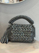 [PRE-ORDER] Miss Polyplexi - LIMITED EDITION Seville Iridescent Silver Snake Print Crochet Crossbody Bag