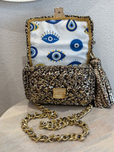[PRE-ORDER] Miss Polyplexi - LIMITED EDITION Seville Metallic Leopard Print Crochet Crossbody Bag
