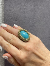 Hara Karamichali Oval Stone Ring - Turquoise