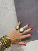 Hara Karamichali  Oval Stone Ring - White Jade