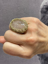 Hara Karamichali Oval Stone Ring - Rose Quartz