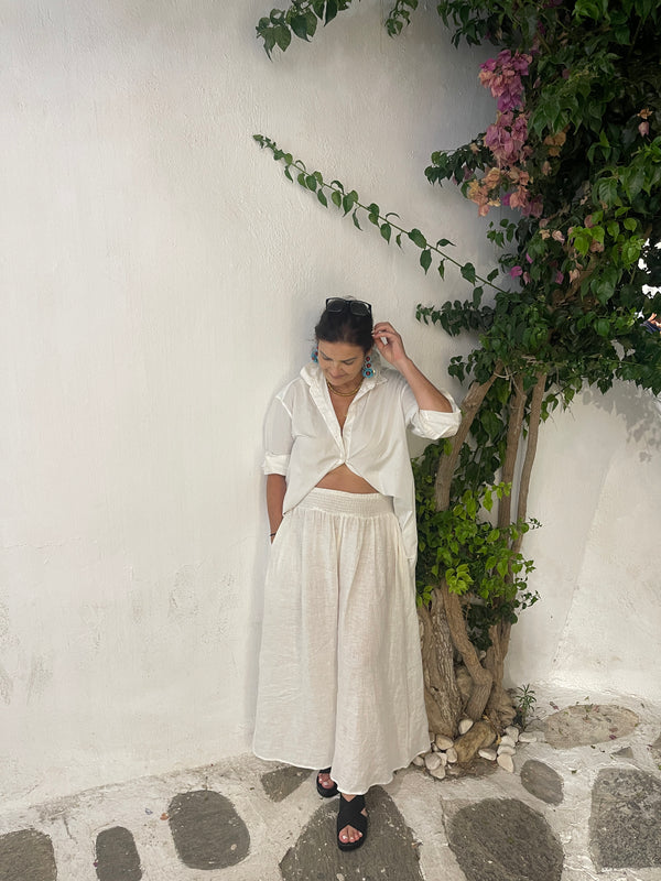 Wide Leg Linen Pants -White