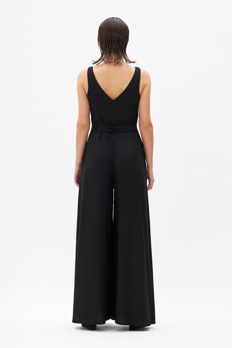 Summer Shelter jumpsuit with wide pants (Black) by Ioanna Kourbela