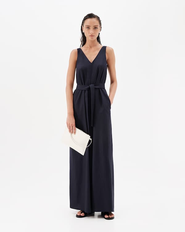 Summer Shelter Jumpsuit with wide pants (Navy Blue) by Ioanna Kourbela
