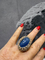 Hara Karamichali Lapis Lazuli  Medium Stone Ring - Silver
