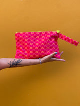 MARIANTHI Handmade clutch/pouch - ORANGE AND PINK