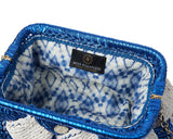 Miss Polyplexi -Pisa (Hellenic) Metallic White and Blue Crochet shoulder bag