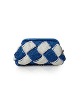 Miss Polyplexi -Pisa (Hellenic) Metallic White and Blue Crochet shoulder bag