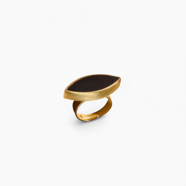 Modern Eye Ring - Black And Gold