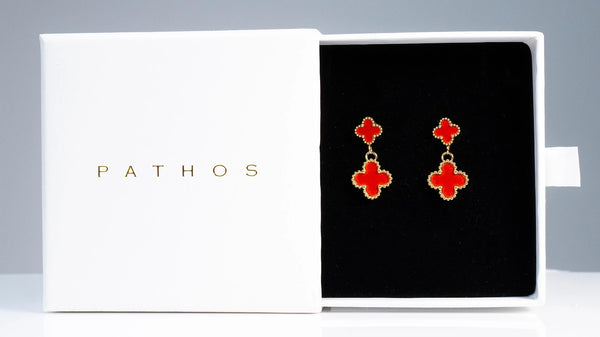 OIA Double Clover Earrings - Red