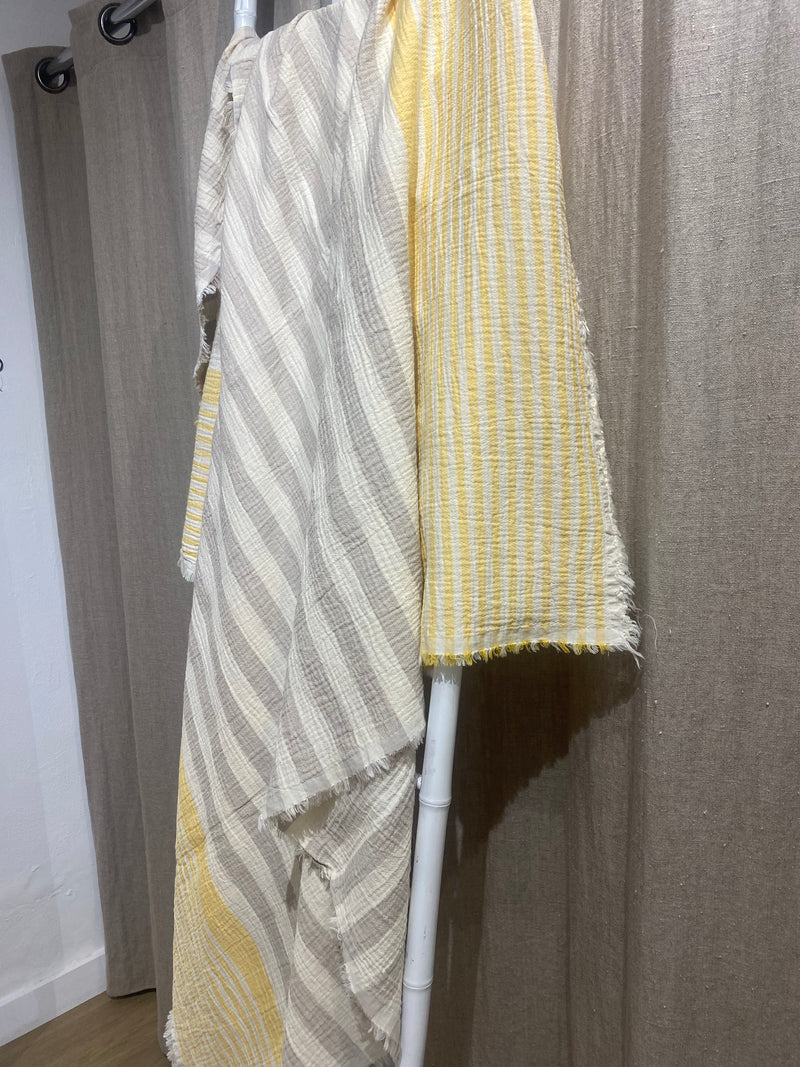 Patra Greek Cotton Throw - Grey & Yellow