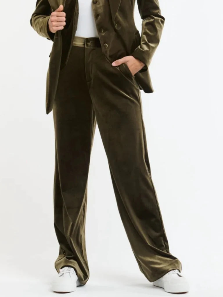 Gwenyth Olive Velvet Pant
