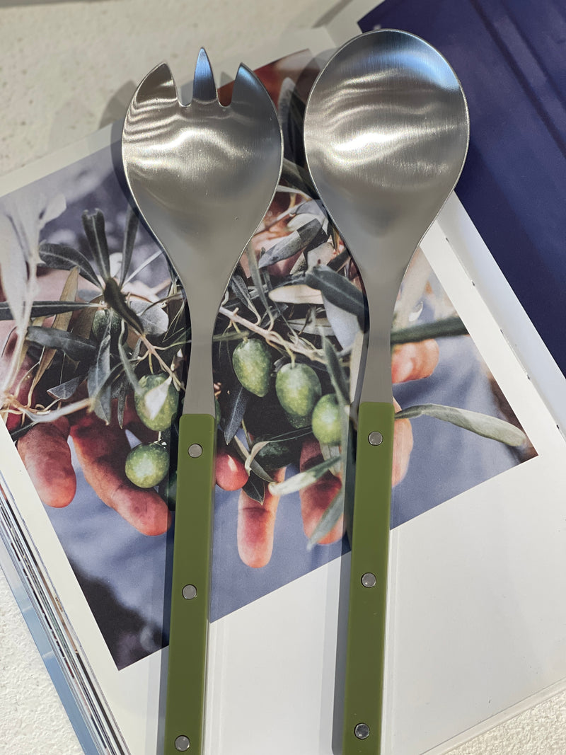 Remy Stainless Steel Salad Servers - Olive