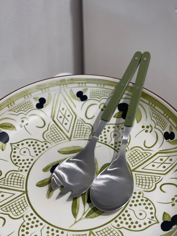 Remy Stainless Steel Salad Servers - Olive