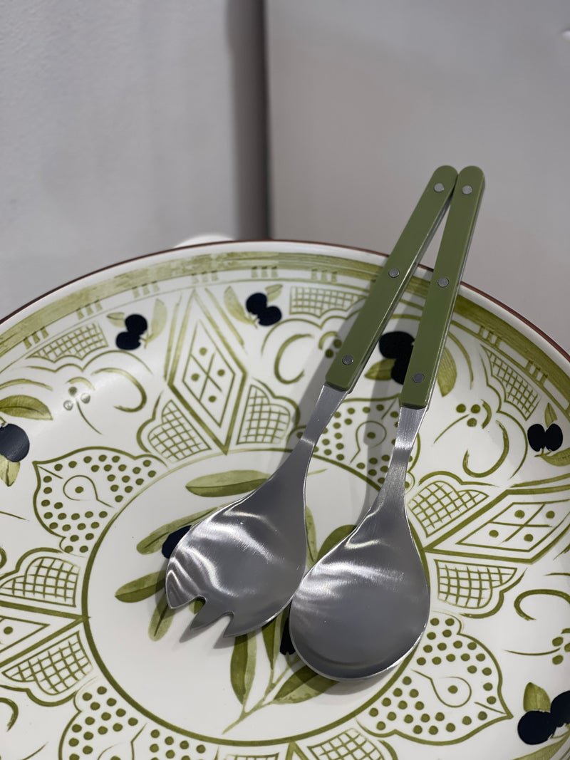 Remy Stainless Steel Salad Servers - Olive