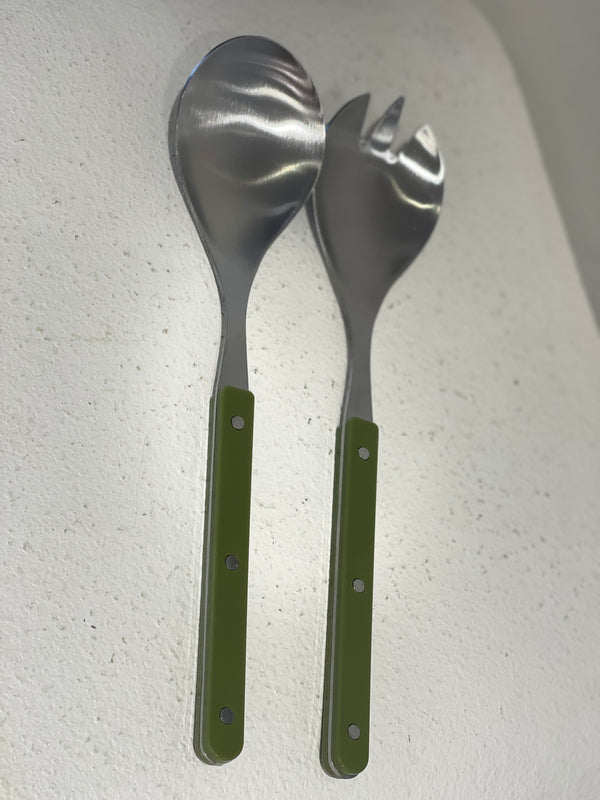 Remy Stainless Steel Salad Servers - Olive
