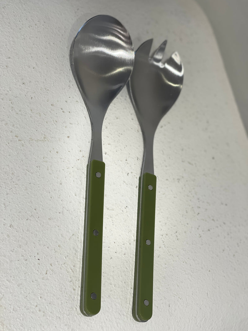 Remy Stainless Steel Salad Servers - Olive