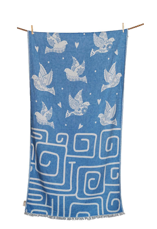 Uranos Blue Luxury Greek Cotton Beach Towel - Aelia Anna