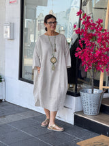 Diane Linen Midi Dress in Natural