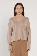 Oriane Sparkle V-Neck Knit - Gold