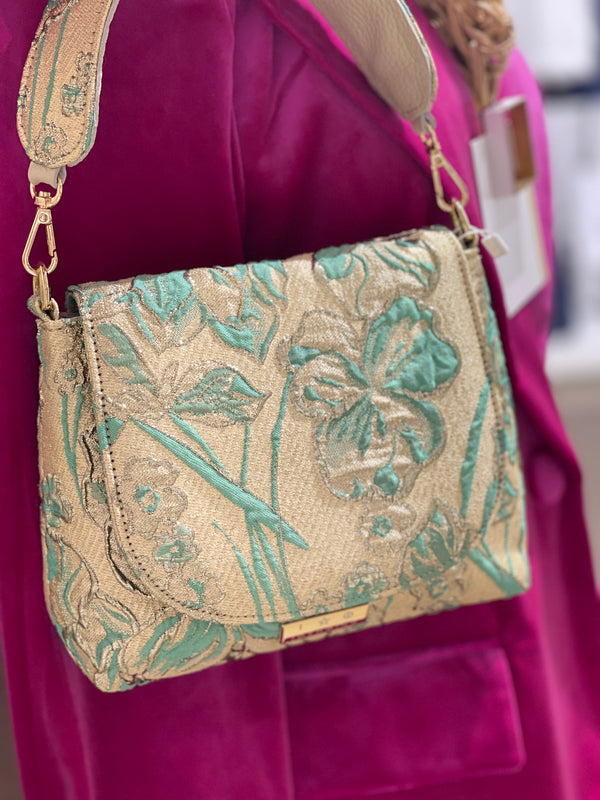 Medusa Gold and Mint Jacquard Handbag by Iosifina
