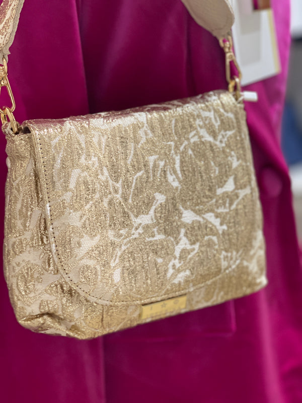 Medusa Gold Jacquard Handbag by Iosifina