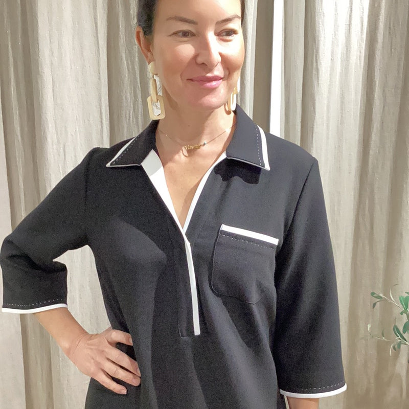 Melina Black and White Shift Dress
