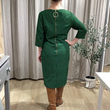 Green and Black Houndstooth Dress