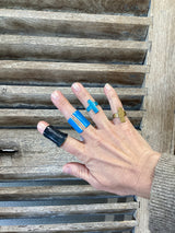 Handmade Gold & Blue Metal Chunky Ring
