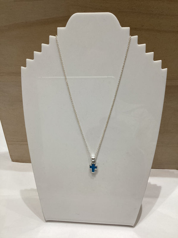 Silver & Turquoise Small Cross Necklace