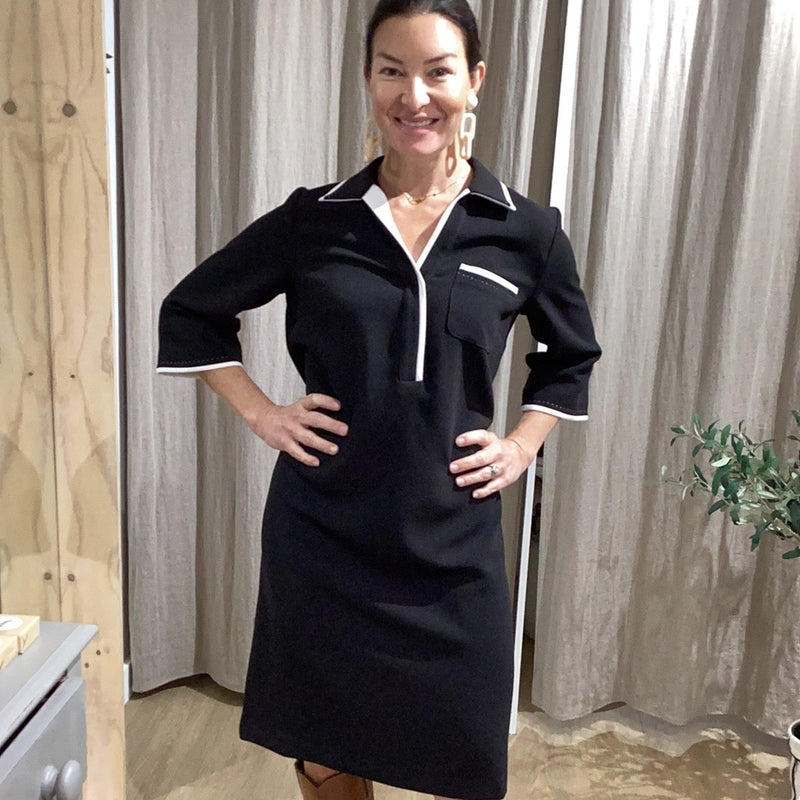 Melina Black and White Shift Dress