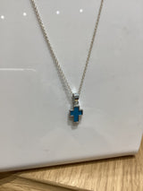 Silver & Turquoise Small Cross Necklace
