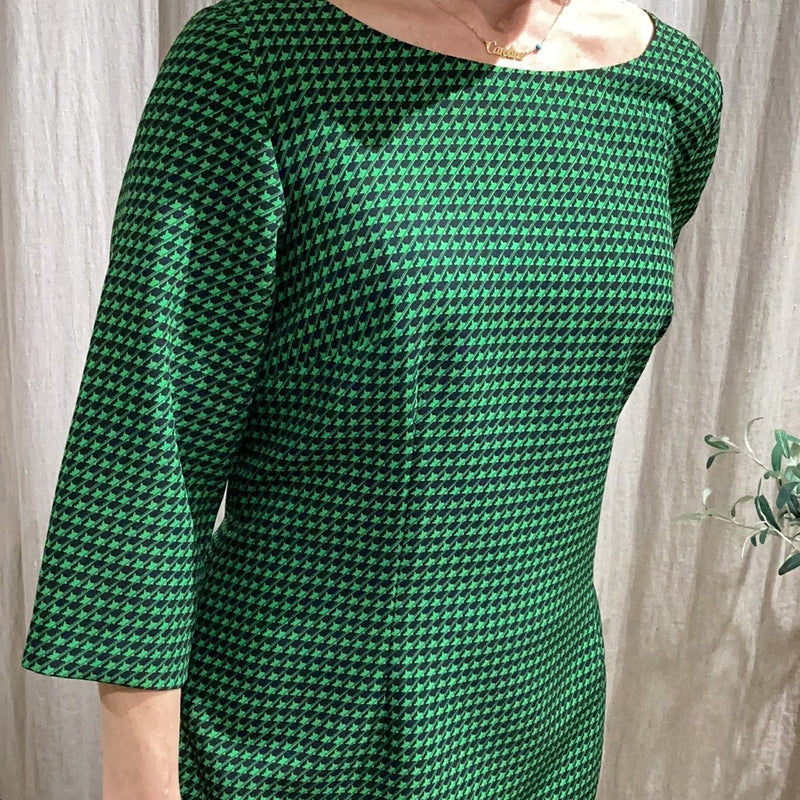 Green and Black Houndstooth Dress