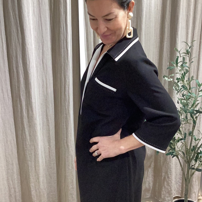 Melina Black and White Shift Dress