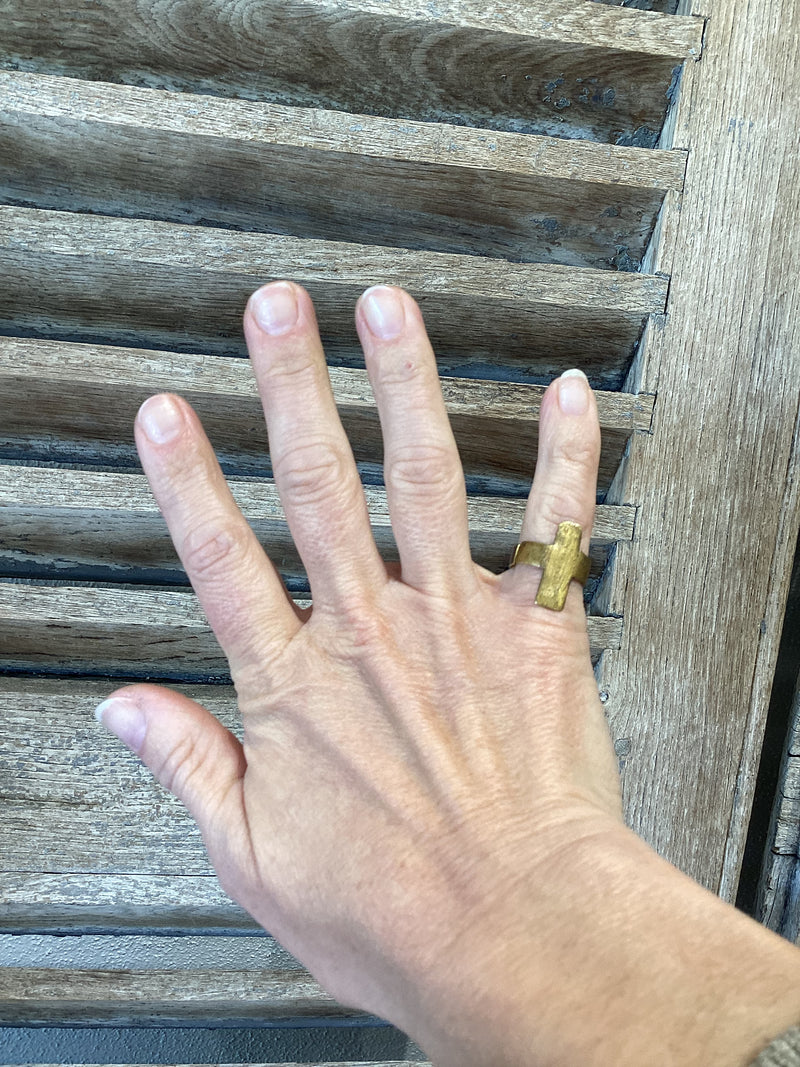 Handmade Gold Cross Ring