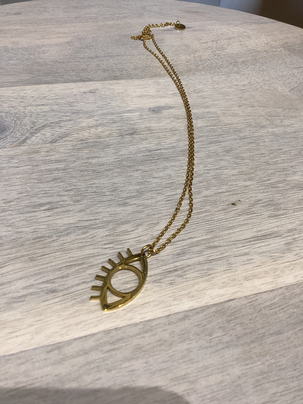Gold Eye Silhouette Pendant Necklace