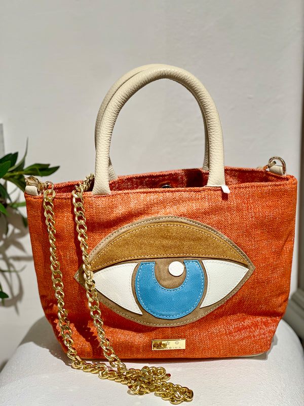 Leather Mati Small Bag in Orange by Iosifina