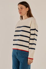 Leonie Knit Sweater - Navy/Off white stripe