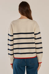 Leonie Knit Sweater - Navy/Off white stripe