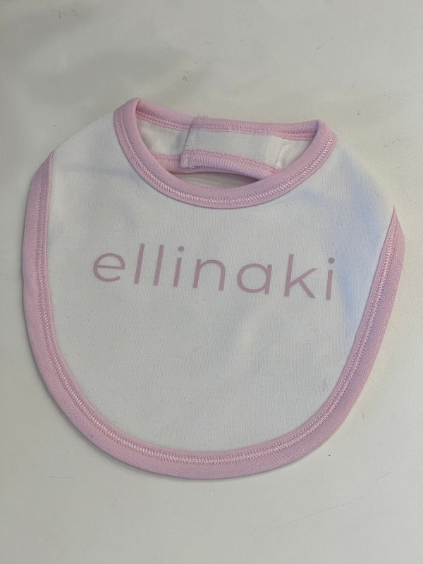 Ellinaki Logo Organic Cotton Baby Bib (Pink)