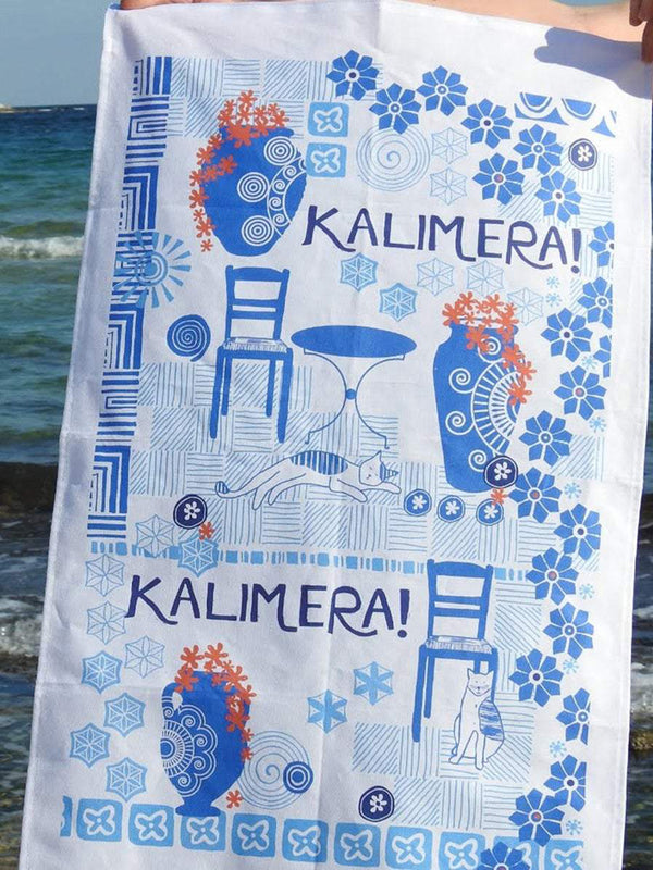 Kalimera Greek Cotton Tea Towel