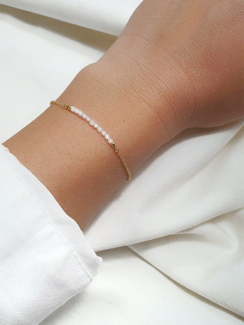 White Gemstone Beaded Bracelet