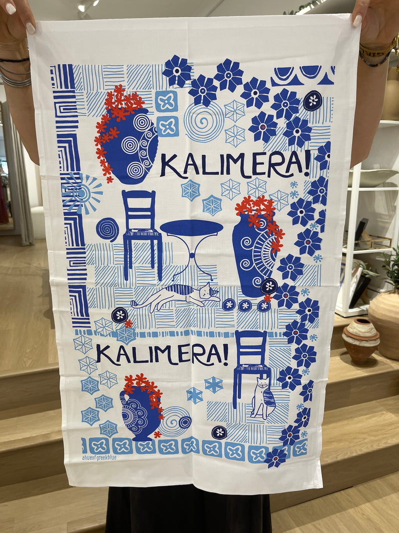 Kalimera Greek Cotton Tea Towel