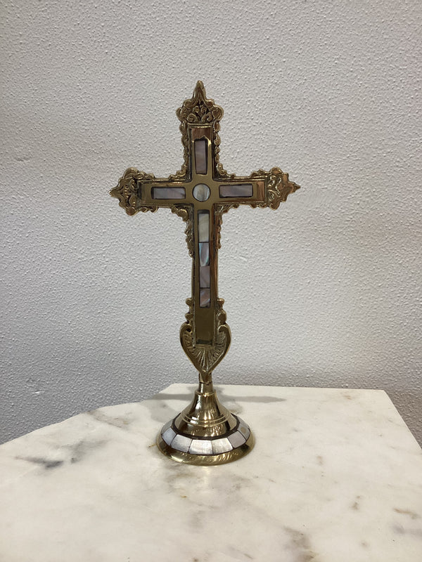 Brass with Mother of Pearl Cross